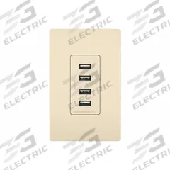 USB Receptacle: 4 USB Ports, USB Type A, Light Almond, 125V AC, 15 A (MPN TM8USB4LACC6). Key specifications — Brand: LEGRAND.