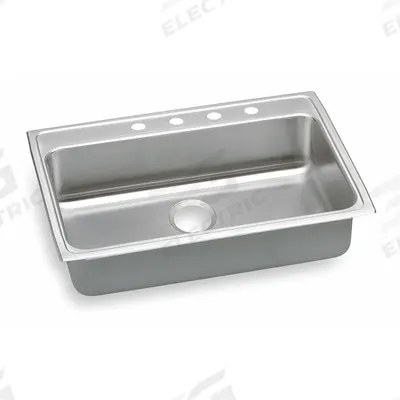 ELKAY Bowl Drop-In Sink: 25 in Overall Lg, 21 1/4 in Overall Wd, 5 3/8 in Bowl Dp - One-Bowl Counter-Mounted Kitchen & Bar Sinks without Faucets