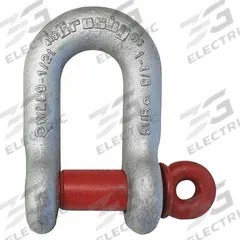 CROSBY D-Shackle: Chain Shackle, 70,000 lb Working Load Limit, 3 1/4 in Wd Between Eyes, Silver, Red (MPN 1019436). Key specifications — Body Color: Silver; Brand: CROSBY.