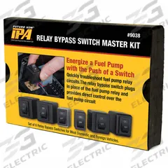 INNOVATIVE PRODUCTS OF AMERICA Fuel Pump Relay Bypas Master Kit: Electrical System Diagnostics Tools (MPN 9038). Key specifications — Display Sell UOM: EA; Features: Plugs in Place of Relay; Includes: BMW 1995-2006- Square Relay; Tool Type: Fuel Pump Tester; Material: Plastic; Testing Application: Fuel Pump Relay; Brand: INNOVATIVE PRODUCTS OF AMERICA; Compatible Vehicle Part: Engine.