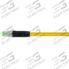 Cordset: M8 Male Straight X Bare Wire, 3 Pins, Yellow, PUR, 10 m Cable Lg, 24 AWG Wire Size (MPN 7000-08001-0301000). Key specifications — Cable Jacket Color: Yellow; End 1 Mounting Orientation: Straight; End 1 Gender: Male; End 1 Connection Type: M8; Cable Jacket Material: PUR; Brand: MURRELEKTRONIK; IP Rating: IP65; End 2 Connection Type: Bare Wire.