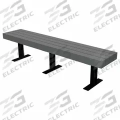 ULTRASITE Outdoor Bench: Trailside, 96 in Overall Lg, 17 1/4 in Overall Ht, Gray, Black, In-Ground (MPN PB 8GRATRAING). Key specifications — Manufacturer Part Number: PB 8GRATRAING; Brand: ULTRASITE; Frame Color: Black; Product Type: Outdoor Bench; Seat Color: Gray; Series: Trailside.
