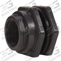 HAYWARD Bulkhead Tank Fitting: PVC Body, 1 1/4 in Female Socket Inside, FKM Gasket (MPN BFAS1012CFS). Key specifications — Fitting Material: PVC; Brand: HAYWARD.