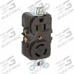 HUBBELL Combination Device: 5-15R, Brown, 125/250V AC, 15 A (MPN HBL7371). Key specifications — Voltage Rating: 125/250V AC; Brand: HUBBELL.