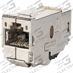 METZ CONNECT Coupler Module: Cat6A, Data/HDBaseT/Power, 8 Poles, Straight, Cable, Female Straight (MPN 1309A0-I). Key specifications — Housing Material: Zinc Die-Cast; Mounting Type: Cable; Connector Color: Metallike; Performance Category: Cat6A; Application: HDBaseT; Connector Gender: Female; Connector Orientation: Straight; RJ45 Connector Type: E-DAT Module Coupler.
