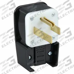 LEVITON Straight Blade Plug: 14-50P, 125/250V AC, 50 A, 3 Pole, 4 Blade, Black (MPN 9452-P)