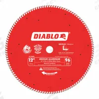 DIABLO Circular Saw Blade: 12 in Blade Dia., 96 Teeth, 0.09 in Cut Wd, 1 in Arbor Size, Thick Metal (MPN D1296N). Key specifications — attr1116119: DIABLO; attr1145631: Soft Metals.