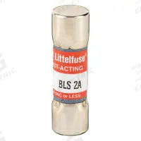 LITTELFUSE Fuse: BLS Series, Midget, Fast-Acting, 2 A, 600 V AC, 13/32 in x 1 3/8 in, Non-Indicating (MPN BLS002). Key specifications — attr1287209: BLS; attr211192: LITTELFUSE.