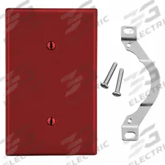 HUBBELL Wall Plate: Blank, 1 Gang, Red, Std Size (MPN P14R). Key specifications — Brand: HUBBELL; Material: Polycarbonate.