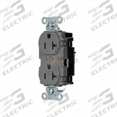HUBBELL Receptacle: Duplex, 5-20, Gray, 125V AC, 20 A, 2 Pole / 3 Wire (MPN BR20STGY)