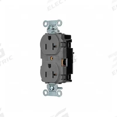 HUBBELL Receptacle: Duplex, 5-20, Gray, 125V AC, 20 A, 2 Pole / 3 Wire (MPN BR20STGY) - General Purpose Receptacles