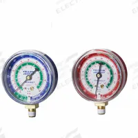 YELLOW JACKET Low Side Gauge: Low Side Gauge, 0 psi to 120 psi, Non-Liquid Filled, 2 1/2 in Dia (MPN 49002). Key specifications — Brand: YELLOW JACKET; Accuracy: ± 3-2-3%; Color: Blue; Calibration Certificate Type: NIST; For Refrigerant Type: R-502.