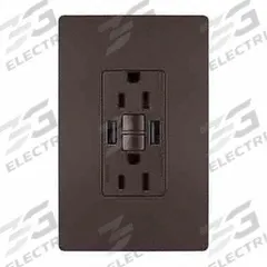 USB Receptacle: Duplex, 5-15R, 2 USB Ports, USB Type A, Dark Bronze, 125V AC, 15 A, GFCI (MPN 1597TRUSBAADBC4). Key specifications — Brand: LEGRAND.