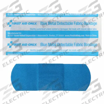 FIRST AID ONLY Adhesive Bandage: Strip Bandages, 1 in Wd, 3 in Lg, Metal Detectable, Fabric - Metal Detectable Strip Bandages