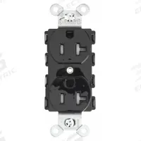 HUBBELL Receptacle: Duplex, 5-20, Black, 125V AC, 20 A, 2 Pole / 3 Wire (MPN SNAP5362BKTRA)