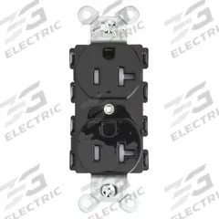 HUBBELL Receptacle: Duplex, 5-20, Black, 125V AC, 20 A, 2 Pole / 3 Wire (MPN SNAP5362BKTRA)