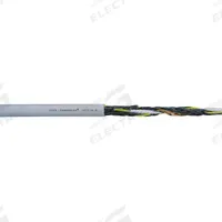 CHAINFLEX Control Cable: 16 AWG, 18 Conductors, 25 ft, PUR Jacket, 1,000 V (MPN CF77-UL-15-18-25). Key specifications — Conductor Material: Copper; Conductor Configuration: Single; Minimum Bend Radius Factor - Fixed: 4 x OD; Minimum Bend Radius Factor - Flexible: 5 x OD; Includes Ground: Yes; Minimum Bend Radius Factor - E-Chain: 6.8 x OD; Resistance Properties: Flame Retardant; Standards: CE.