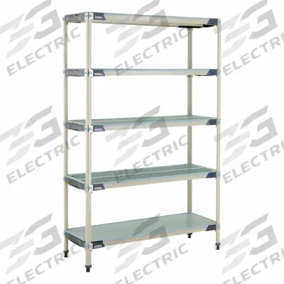 METRO Industrial Shelving Starter: 18 in x 48 in, 74 in Overall Ht, 5 Shelves - Harsh-Environment Antimicrobial Stationary Plastic Shelving