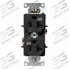 LEVITON Duplex Receptacle Outlet: Duplex, 5-20, Black, 125V AC, 20 A, 2 Pole / 3 Wire (MPN WBR20-E)