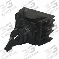 EATON Selector Switch: Off, Short Lever, No Third Position, Off, E34, 30 mm Panel Mounting Hole Dia (MPN E34EX723BK). Key specifications — Action: Maintained/Maintained; Operator Head Type: Short-Handled Knob; Operator Illumination: Non-Illuminated; Series: E34; Brand: EATON.