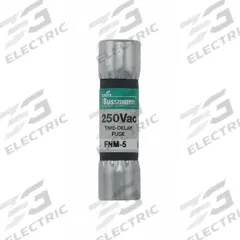 BUSSMANN Fuse: FNM Series, Midget, Time-Delay, 5 A, 250 V AC, 13/32 in x 1 1/2 in, Non-Indicating (MPN FNM-5). Key specifications — Series: FNM; Brand: BUSSMANN.