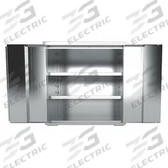 JAMCO Storage Cabinet: 48 in x 24 in x 37 in, Paddle Handle & Keyed, 18 ga Panel Thick, Shelves (MPN KE248). Key specifications — Cabinet Color: Gray; Method of Construction: Welded; Assembled: Assembled; Mobility: Stationary; Adjustable Shelves: Adjustable; Cabinet Finish: Polished; Cabinet Material: Stainless Steel; Brand: JAMCO.
