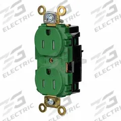 HUBBELL Receptacle: Duplex, 5-15, Green, 125V AC, 15 A, 2 Pole / 3 Wire (MPN HBL5262STGNTR)