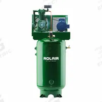 ROLAIR Electric Air Compressor: 5 hp, 1 Stage, Vertical, 80 gal, 18 cfm, 175 psi, 208/230V (MPN V5180K30B-19). Key specifications — attr48430: ROLAIR; attr48445: 60 Hz; attr48448: Air Filter for Pump; attr48450: 208/230V; attr48474: Single; attr48487: Vertical.