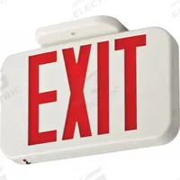 LED Exit Sign: Emergency Battery Backup, LED, White, Red/Green, 1 or 2 Faces, Nickel-Metal Hydride (MPN EXRG EL). Key specifications — Voltage: 120/277 V AC; Directional Indicators: Universal Field Selectable Chevrons; Text Color: Red/Green; Brand: LITHONIA LIGHTING; Emergency Battery Backup: Yes; Housing Color: White; Lighting Technology: LED; Self Diagnostics: No.