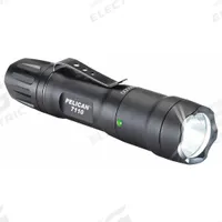 PELICAN Flashlight: 445 lm, 1 hr Run Time at Max. Brightness, 93 m Max Beam, 4 Light Outputs, Black (MPN 7110). Key specifications — Brand: PELICAN; Switch Location: Tail; Battery Requirements - Broad: Includes 1 AA.