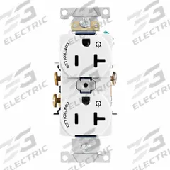 LEVITON Duplex Receptacle Outlet: Duplex, 5-20, White, 125V AC, 20 A, 2 Pole / 3 Wire (MPN 5362-S2W)