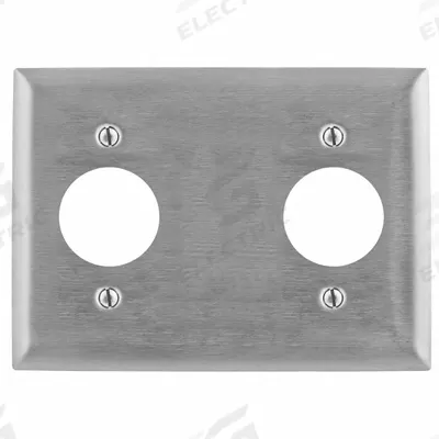 HUBBELL Wall Plate: Duplex Outlet, 3 Gang, Silver - General Purpose Wall Plates