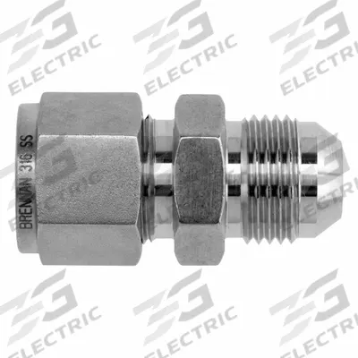 BRENNAN INDUSTRIES Compression Fitting Straight: 1/2 in OD x 1/2 in OD Fitting Size - Clean & Bagged Single-Ferrule Stainless Steel Fittings