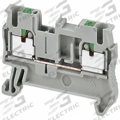 SCHNEIDER Terminal Block: DIN Rail Mounting Type, Push-In Wire Termination, 2 Wire Terminals, 20 A (MPN NSYTRP22AR). Key specifications — Brand: SCHNEIDER; For Minimum Wire Size: 24 AWG.