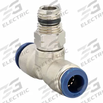 AIGNEP USA Push-Fit Tee Fitting: 1/4 in OD x 1/4 in OD x 1/4 in Pipe Size, Brass, Silver - Nickel-Plated Brass Tube Fittings