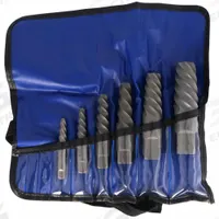 CLEVELAND Screw Extractor Set: 6 Pc, Spiral Flute, Size #5/#5 1/4/#6 3/8/#7 1/2/#8/#9 (MPN C00918). Key specifications — attr1030267: CLEVELAND; attr1030276: 9/16 in to 2-1/8 in; attr1030283: C00918; attr1030273: #5-1/4; attr1075325: 9/16 in to 2-1/8 in.