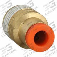 SMC Push-Fit Adapter Fitting: 5/32 in OD x 1/8 in Pipe Size, Push-to-Connect x MNPT, Brass, White (MPN KQ2S03-34AS). Key specifications — Brand: SMC; Thread Size A: 1/8".