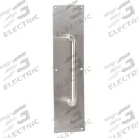 TRIMCO Door Pull Plate: 4 in Wd, 16 in Ht, Stainless Steel (MPN 1017-3.710CU). Key specifications — Color: Gray; Material: Copper Alloy; Operation Type: Hand Pull; Brand: TRIMCO.