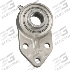 NTN 3 Bolt Flange Bearing: Radial Ball, 1 7/16 in Bore, SS, Set Screws, 3 17/32 in Lg, 1 3/4 in Wd (MPN SUCFB207-23). Key specifications — Bore Type: Cylindrical; Brand: NTN; Lubricant Material: FDA/USDA-H1 Solid Grease; Mounting Bolt Size: M12; System of Measurement: Inch; Included Bearing Cap: None.