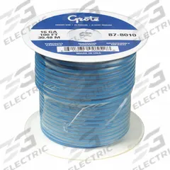 GROTE Automotive Wire: GXL, 100 ft, 1 Conductor, 16 AWG, Blue, 60 V Volt (MPN 87-8210). Key specifications — Brand: GROTE.