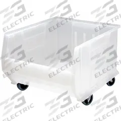 QUANTUM STORAGE SYSTEMS Mobile Bin: 23 7/8 in Overall Lg, 18 1/4 in x 12 in, Clear, Stacking Capable (MPN QUS965MOBCL). Key specifications — Mobility: Mobile; Material: Plastic; Brand: QUANTUM STORAGE SYSTEMS; Stackable: Stacking Capable.