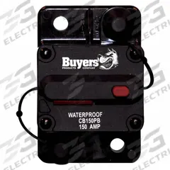 Automotive Circuit Breaker: CB, 42V DC, 150 A at 42V DC, Stud (MPN CB150PB). Key specifications — Series: CB; Voltage: 42V DC; Interrupt Rating: 150 A at 42V DC; Terminal Connection: Stud; Circuit Breaker Type: Hi-Amp Circuit Breaker; Brand: BUYERS PRODUCTS.