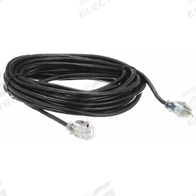 APPROVED VENDOR Extension Cord: Outdoor Use, 50 ft Lg, Outlet, 5-15P, 16/3, SJTW, Black - Outdoor Extension Cords with Single Outlet