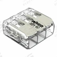 WAGO Lever Wire Connector: 3 Port, 20 AWG – 10 AWG Solid Wire Size Range, 30 A, 440 V, 221 Ex Series (MPN 221-683). Key specifications — Brand: WAGO; Product Type: Lever; Series: 221 Ex.