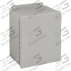 WIEGMANN Enclosure: Steel, 14 in x 12 in x 6 in, NEMA 12/13, Solid Cover, Hinged (MPN B141206CH). Key specifications — Brand: WIEGMANN; Closure Method: Screws; Knockouts: Not Included.