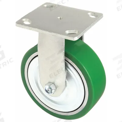 APPROVED VENDOR Plate Caster: Rigid, Polyurethane, 5 in Wheel Dia, 2 in Wheel Wd, Medium Duty - Debris-Resistant Plate Casters