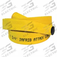 JAFRIB Fire Hose: Extruded Through-the-Weave, 1 3/4 in Hose Inside Dia, 100 ft Hose Lg, Yellow (MPN 50H175RY-100). Key specifications — attr660602: Uncoupled; attr660629: Co-Extrusion Woven; attr660626: Reinforced Extruded Rubber.