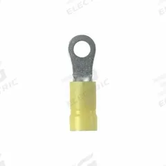 PANDUIT StrongHold(TM) EV10-6RB-Q Ring Terminal: Yellow, Vinyl Insulation, #6 Stud Size, 600 V. Key specifications — attr1308027: PANDUIT; attr1356513: EV10; attr1356587: Funnel Entry.