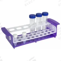 Tube Rack: 4 1/4 in Overall Wd, 3 in Overall Ht, 12 1/4 in Overall Lg, Polypropylene, Natural/Purple (MPN 120818). Key specifications — Material: Polypropylene; Mounting Location: Benchtop; Color: Natural/Purple; Product Type: Test Tube Rack; Total Holding Capacity: (20) 13 mm Wells; Brand: HEATHROW SCIENTIFIC.