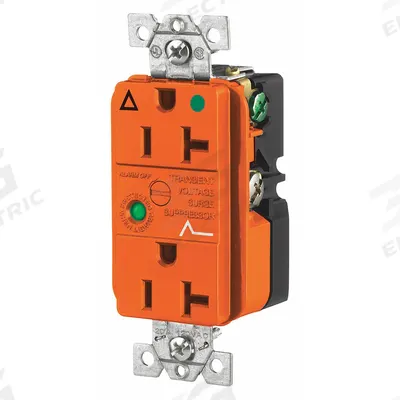 BRYANT Receptacle: Hospital Grade, Duplex, 5-20R, Orange, 125V AC, 20 A - General Purpose Receptacles